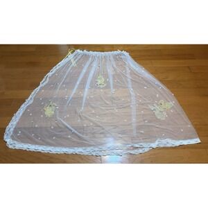 Vintage Will'Beth Baby Crib Canopy Net Lace Trim Bunny Duck Sheer Nursery Decor